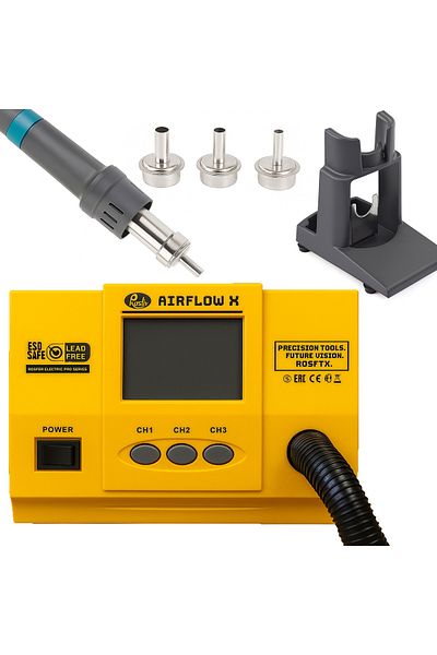 Rosfix AirFlow X 1300W Touch LCD TurboPro - Stacja lutownicza SMD Hot Air | 3 kanały