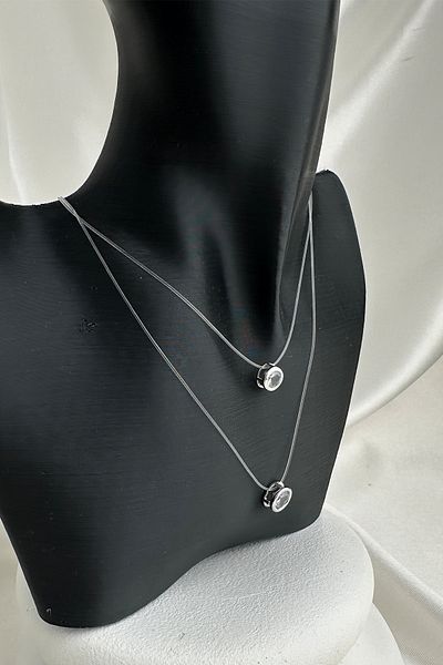 Modex Round Crystal Double Stone Invisible Fishing Line Necklace