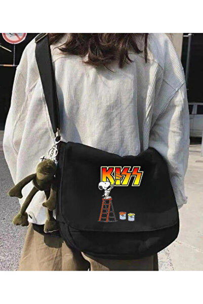 Toum Kiss Black Messenger Τσάντα