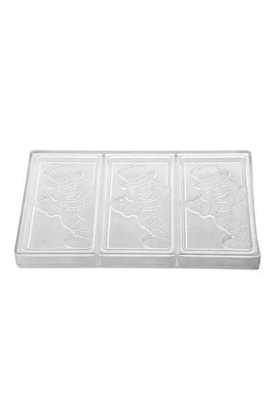 Pavoni Polycarbonate mold for 3 chocolate bars for Christmas, Xmas Snowman