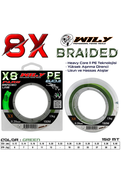 Wily Pars 8-slojna ribolovna struna 150 m zelena 0.32