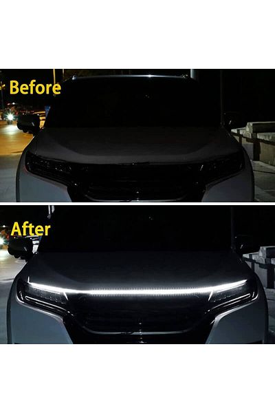 BGRJ Automotive LED car hood strip, daytime running lights, cool white 6500K, 150cm
