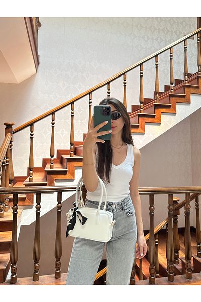 NOTHING Women's White Adjustable Strap Scarf and Card Holder Gift Hand and Shoulder Bag Mori