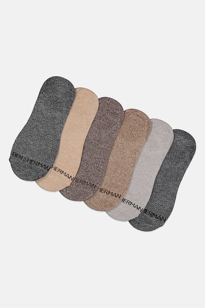 Ben Sherman Men 6 Pairs Brand Logo No Show Liner Socks, Multicolor