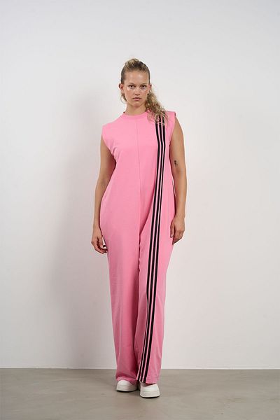 HANIQA Women's Plus Size Striped Sports Jumpsuit