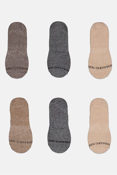 Ben Sherman Men 6 Pairs Brand Logo No Show Socks, Multicolor