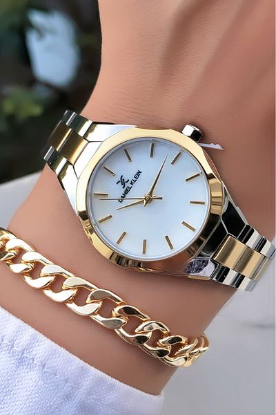 Daniel Klein Original Invoiced 2 Years Warranty Waterproof Gold Silver Two Color Women's Wristwatch with Bracelet Gift