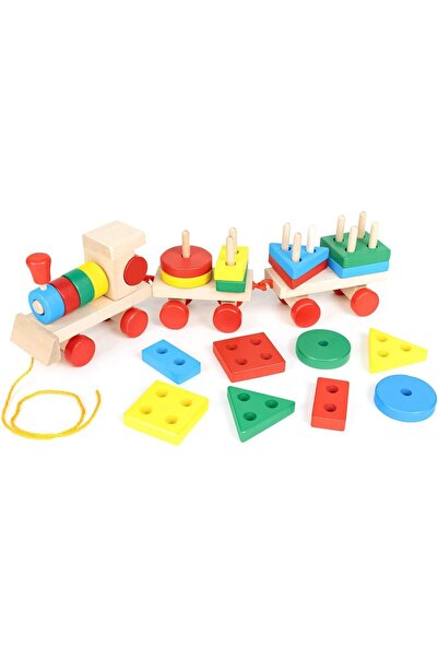 Generic لعبة قطار خشبية، ألعاب سحب للأطفال الصغار، ألعاب مونتيسوري الخشبية لل...