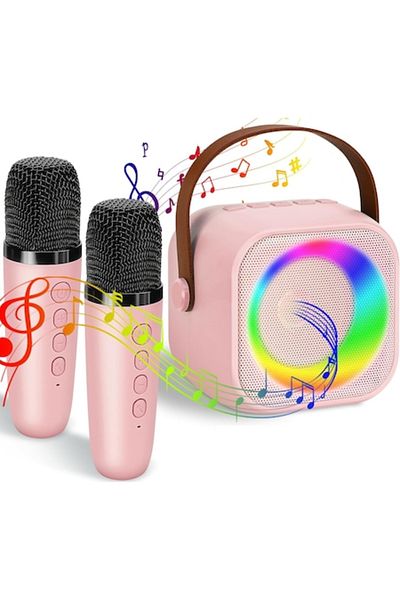 Smart Vibe Set Karaoke Wireless pentru Copii PartyON™ cu Doua Microfoane, Difuzor Portabil, Lumini Ambientale