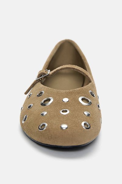 Pull & Bear Studded leather ballerinas