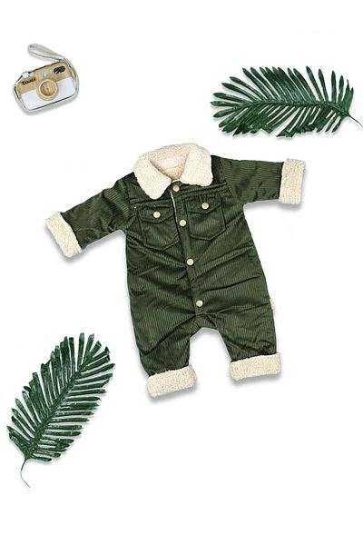 Nehad Bebe Baby Boy Welsoft Model Jumpsuit with Front Pocket Khaki