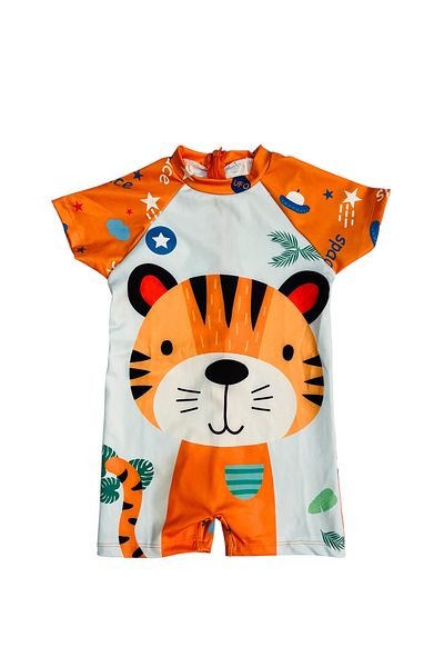 YUMİYUMM Boy's Orange Lion Jumpsuit Swimsuit
