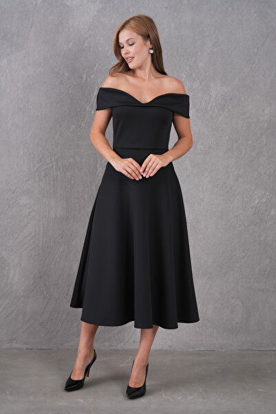 Secret Passion Lingerie Μαύρο ελαστικό ύφασμα κατάδυσης με στράπλες λαιμόκοψη Μίντι βραδινό φόρεμα 77128