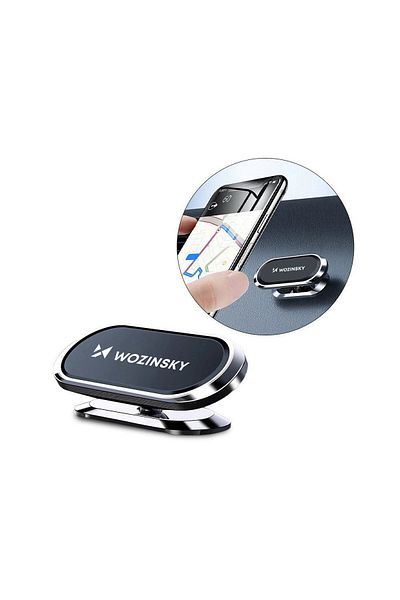 WOZINSKY Suport magnetic autoadeziv, rotativ la 360°, argintiu, pentru bordul mașinii