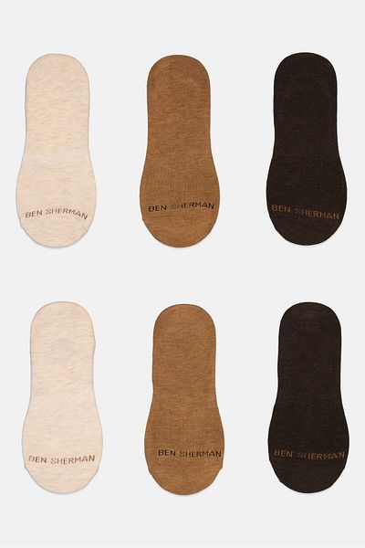 Ben Sherman Men 6 Pairs Brand Logo No Show Liner Socks, Multicolor