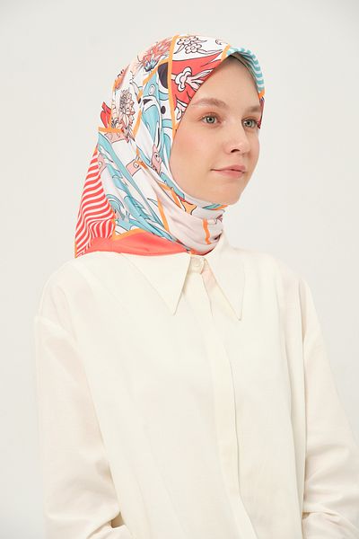 Madame Polo Ψηφιακό Φουλάρι Twil Πολύχρωμο 90x90 cm Αντιολισθητικό ύφασμα