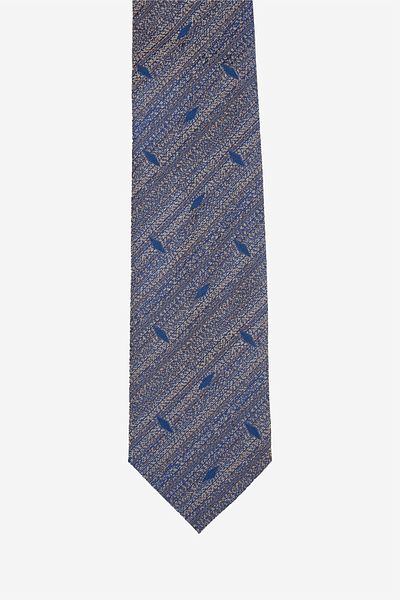 ALTINYILDIZ CLASSICS Men's Brown-Blue Patterned Silk Tie