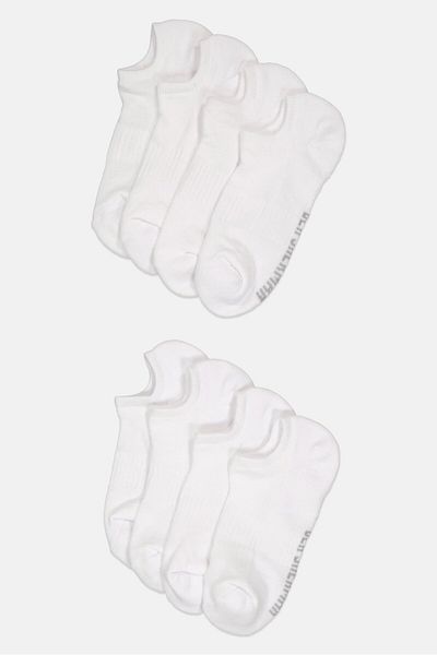 Ben Sherman Men 8 Pairs Brand Logo No Show Cut Socks, White