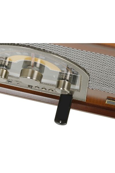 Trevi Retro pick up vintage stereo audio system Opera mahogany wood case, MP3, radio, USB port black