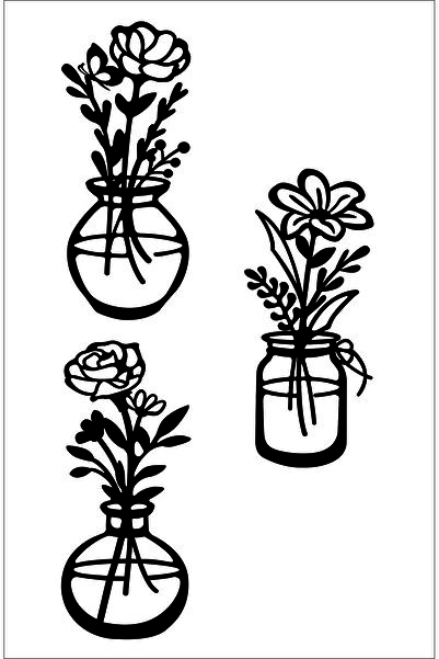 UNT Set de pictură cu laser minimalist cu flori din croială piese