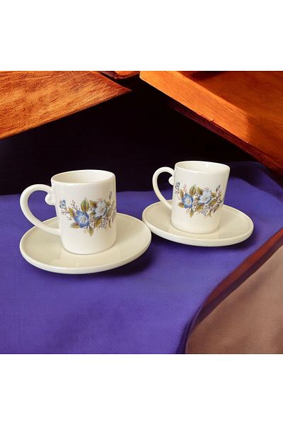 WPAWZ Flower Series Belle Fleur Gold Set of 2 Porcelain Coffee Cups