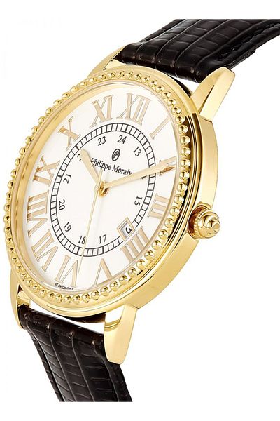 Philippe Moraly of Switzerland Men's Leather Analog Watch