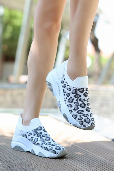 kajal ayakkabı DNR 910 Pantofi sport tricotaj cu model leopard
