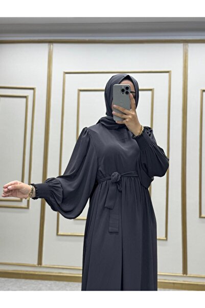 NİLNUR MODA فستان سيرما بأكمام بالون