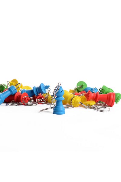 DSECHESS Chess Pieces 5Pcs Blue Color Elephant Keychain