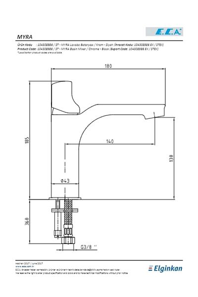 Eca Myra Sink Faucet Black