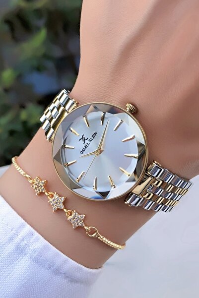 Daniel Klein Orijinal Çelik Kordon 3 Atm Su Geçirmez Gold Gümüş Renk Kadın Kol Saati Hediye Bileklik DKB38C5