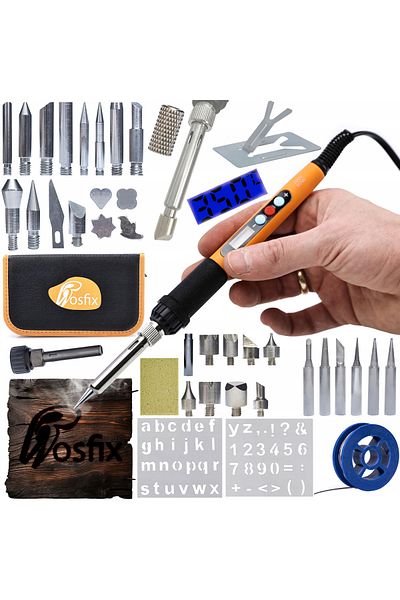 Rosfix Set profesional de lipit și pirogravură OR60W, 37 piese + Organizer