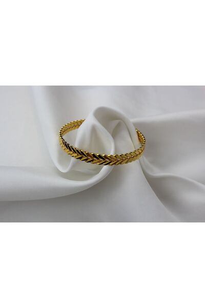 zerfine Başak Burma – Işıltılı Desenli İmitasyon Altın Bilezik (Tekli)