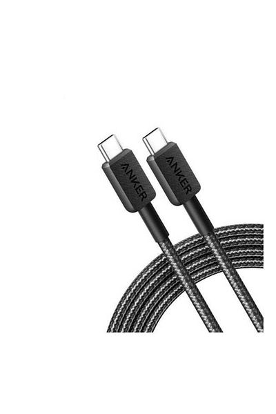 Anker 322، كابل USB-C إلى USB-C مضفر بقوة 60 واط وبطول 1.8 متر و6 أقدام - أسود