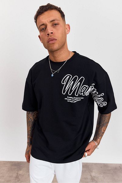 Weyeze Print and Embroidery Detailed T-Shirt Ag-Y36045Lns