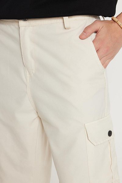 Tudors Men's Relax Fit Relaxed Cut 100% Cotton Cargo Pocket Beige Capri Shorts