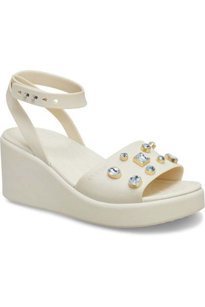 Crocs Sandale cu platformă și bareta la gleznă Brooklyn Gems, talie 37-38 EU - W7 US Bej - Gresie