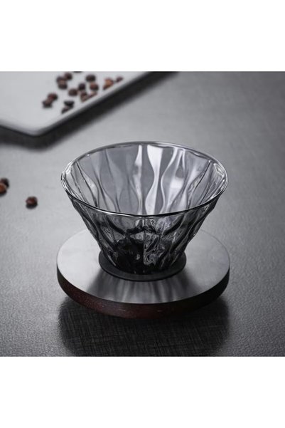 INVEIN 600ml V60 Glass Coffee Maker - Clear Black Crystal Coffee Maker