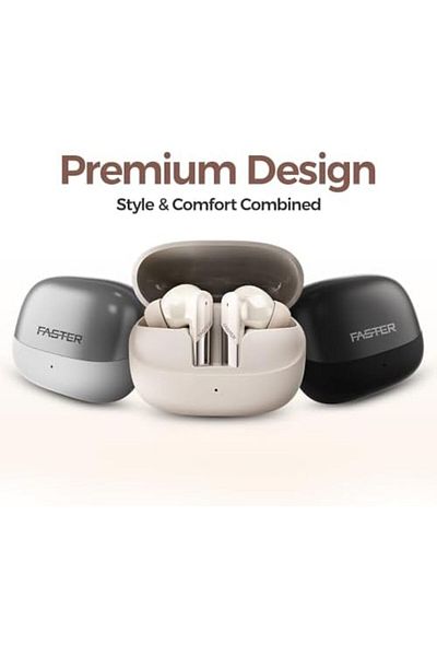 Faster Valor Earbuds Wireless Bluetooth 5.3- ANC and ENC, Wireless Earphones 4 QUAD Mics 36Hrs Playt