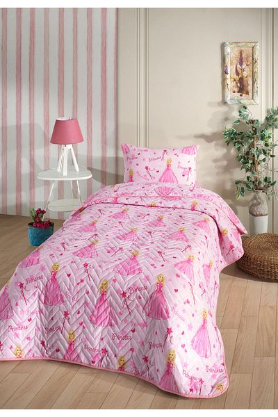 Formeya Prinzessinnen Gemusterte Kinder-Jugendzimmer Einzel-Tagesdecke-Bettbezug-Set 160x230 cm (OHNE BETTWÄSCHE)