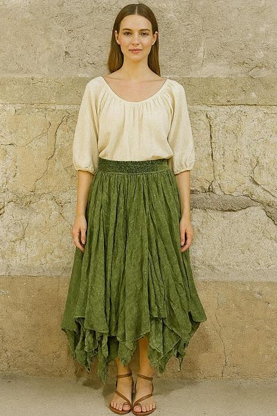AGORATEKSTİL Women's Asymmetrical Lined 100% Cotton Witch Skirt