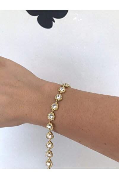 shop Stainless Steel Heart Stone Elevator Shiny Gold Bracelet