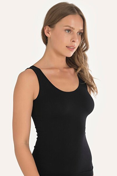 civetta Wide Strap Black Rib Tank Top