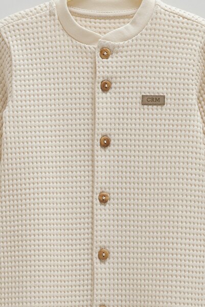 Caramell Baby Boy Romper Waffle Fabric Long Sleeve Romper with Booties (1-3 / 3-6 / 6-9 Months)