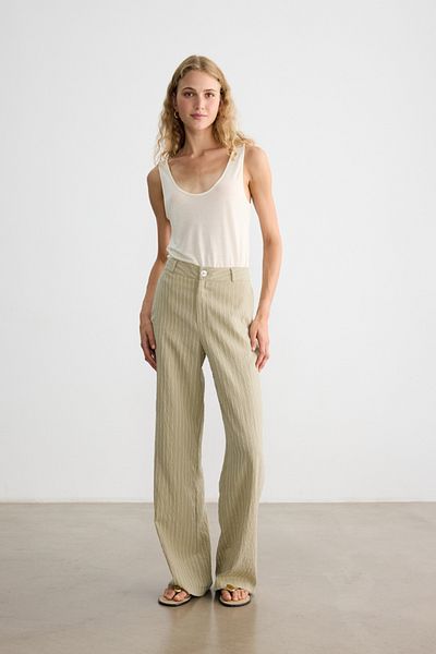 BE BLUE Green Shiny Palazzo Pants