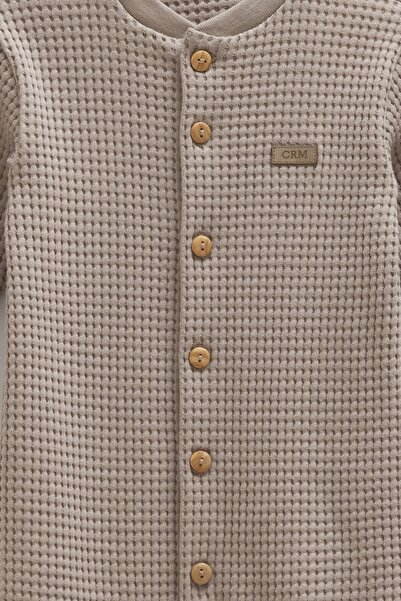 Caramell Baby Boy Romper Waffle Fabric Long Sleeve Romper with Booties (1-3 / 3-6 / 6-9 Months)