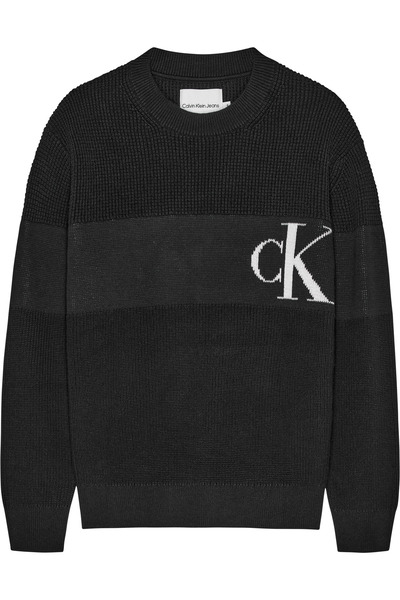 Calvin Klein INTARSIA CHEST MONOG Erkek Siyah Kazak