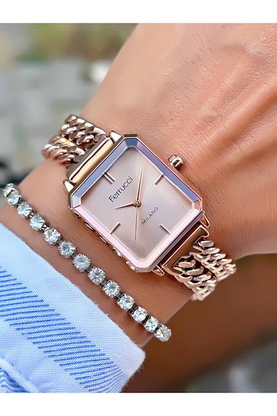 Ferrucci Steel Chain ​​Cord Women's Watch 3 Atm Waterproof 2 Years Mechanism Warranty