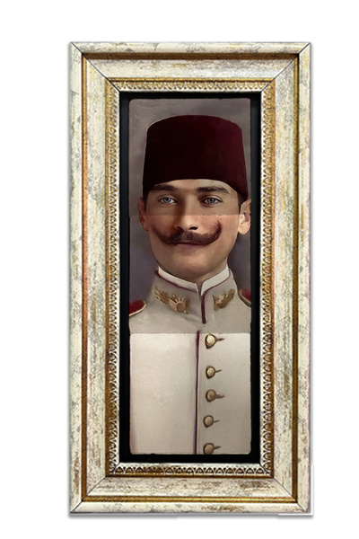 AND Taş Duvar Dekoru Atatürk Üçlü Doğal Taşa Baskı Çerçeveli Tablo (40x20 Cm)