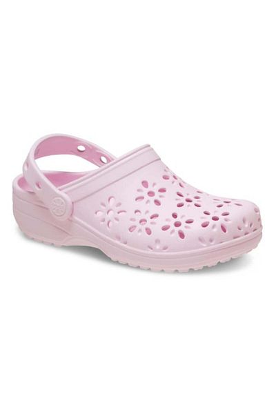 Crocs Clogs Classic Floral Cut-Out Clog Kids 32-33 EU - J1 US Pink - Pink Milk